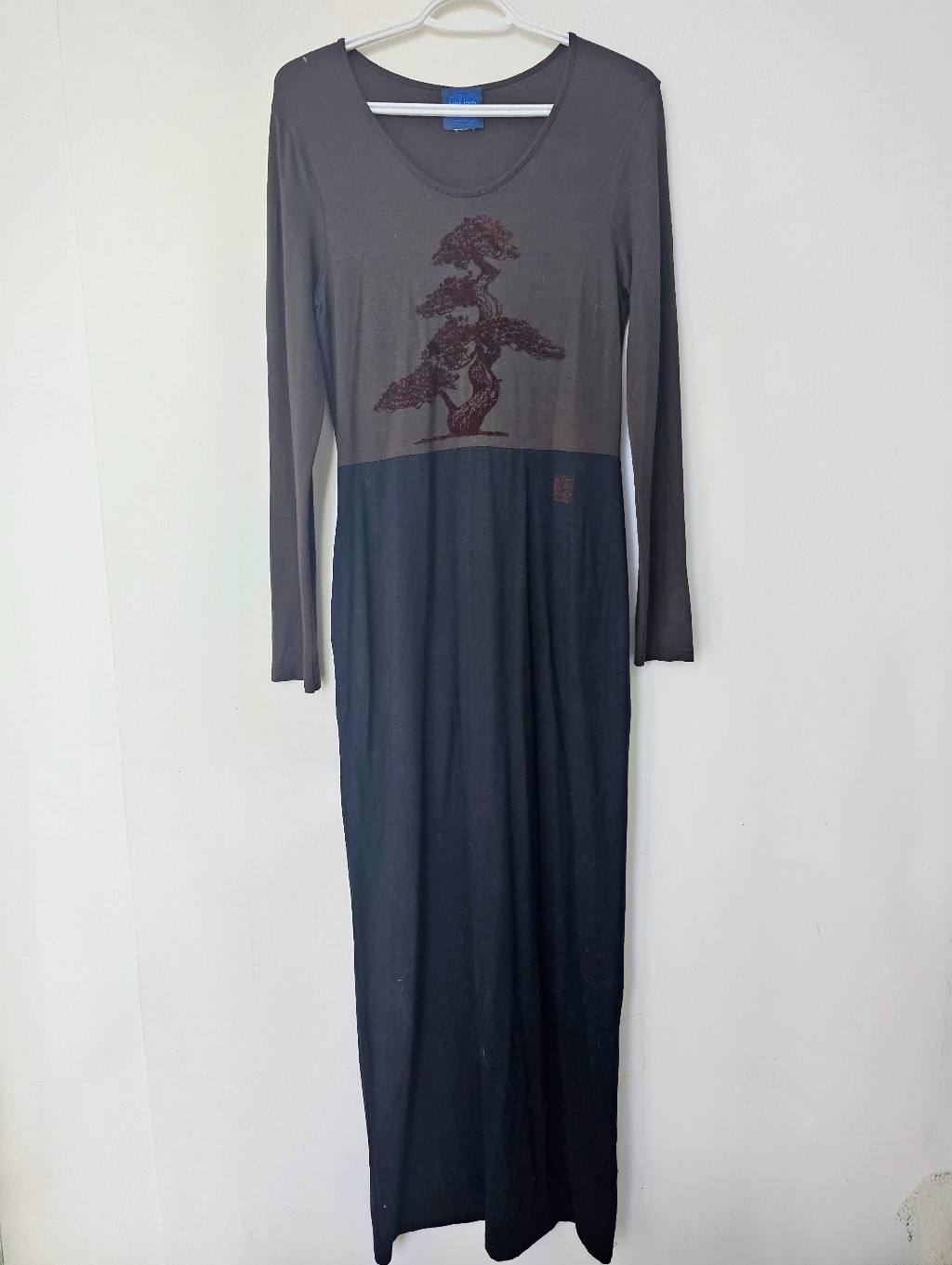 Kenzo Jeans Vintage Women's Brown & Black Long Sleeve Maxi Dress